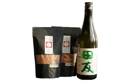 日本酒 純米吟醸 田友 720ml&極上柿の種2袋セット (化粧箱入) 高の井酒造・竹内製菓