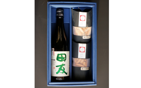 日本酒 純米吟醸 田友 720ml&極上柿の種2袋セット (化粧箱入) 高の井酒造・竹内製菓