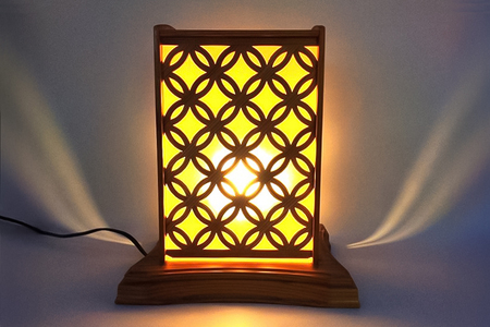 【ケヤキ無垢】 組子小灯りスタンド 《幅約230×奥行約210×高さ約270（mm）》