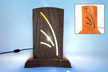 【ケヤキ無垢】 組子小灯りスタンド 《幅約230×奥行約210×高さ約270（mm）》