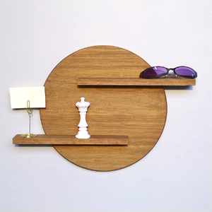 ウォールシェルフ「満月」 《高さ約340×幅約470×奥約55（mm）》 手作り 家具 インテリア インテリア雑貨 木製 無垢材 ミツロウオイル シンプル おしゃれ 加茂市 吉建