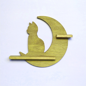 ウォールシェルフ「月と猫」 《高さ約340×幅約400×奥約55（mm）》