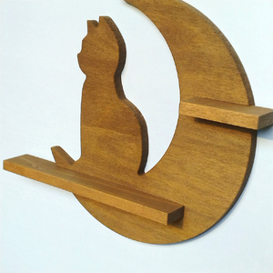 ウォールシェルフ「月と猫」 《高さ約340×幅約400×奥約55（mm）》
