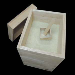 加茂製 日本桐米櫃 被蓋生成（5kg用）《横幅200×全長270×高さ270 板厚15（mm）》無垢