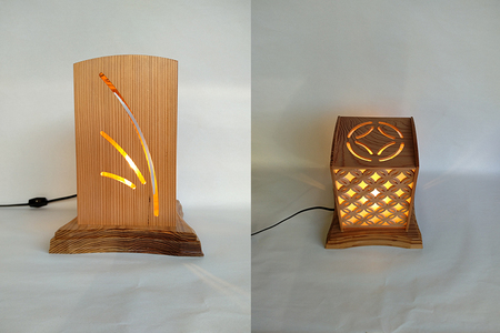 【杉無垢】組子小灯りスタンド 《幅約230×奥行約210×高約270（mm）》