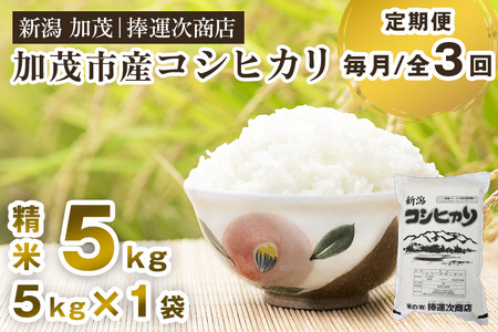 【令和7年産新米】【定期便3回毎月お届け】加茂市産コシヒカリ 精米5kg