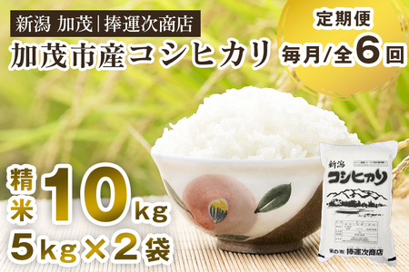 【令和7年産新米】【定期便6ヶ月毎月お届け】加茂市産コシヒカリ 精米 10kg