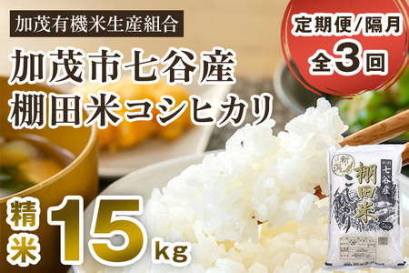 【定期便3回隔月お届け】【2024年先行予約】【令和6年度産新米】新潟県加茂市 七谷産 棚田米コシヒカリ 精米15kg（5kg×3）白米 加茂有機米生産組合 定期便 定期購入 定期 コシヒカリ 新潟県産コシヒカリ 米 お米コシヒカリ コシヒカリ コシヒカリ コシヒカリ コシヒカリ