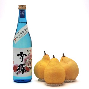 地酒「越乃雪椿（雪椿酵母仕込）720ml」と新潟特産 幻の洋梨「ル・レクチェ」1kgセット 雪椿酒造 樋口農園《11月下旬以降順次発送》日本酒とフルーツの詰め合わせ 純米吟醸酒 ナシ 果物 贈答 加茂市 マルダイ有本