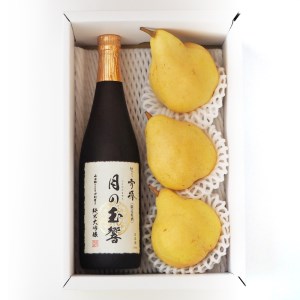 地酒「越乃雪椿（月の玉響）720ml」と「ル・レクチェ1kg」セット 雪椿酒造 樋口農園《11月下旬以降順次発送》日本酒とフルーツの詰め合わせ 純米大吟醸 ナシ 果物 贈答 加茂市 マルダイ有本