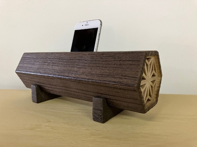 桐エコスピーカー 焼仕上 茶（組子付）《サイズ（外寸）：幅280 × 高100 × 奥90 (mm)》