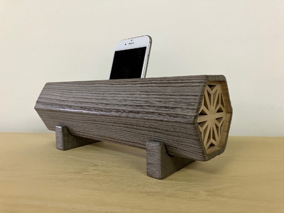 桐エコスピーカー 焼仕上 グレー（組子付）《サイズ（外寸）：幅280 × 高100 × 奥90 (mm)》