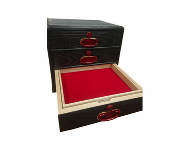 総桐からくり金庫箪笥【焼黒】（三段） 加茂が誇る伝統の桐箪笥 《サイズ：W400×D350×H360mm》 タンス 工芸品