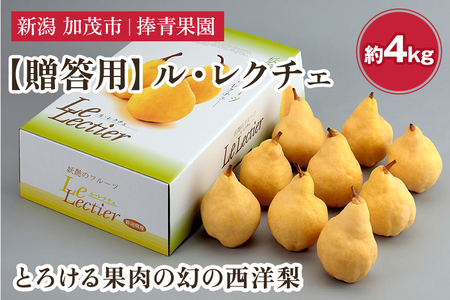【2025年先行予約】【贈答用】西洋梨 ル・レクチェ 約4kg(9~12玉) 《11月下旬以降発送》捧青果園
