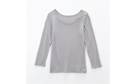 《絹生活研究所》インナー/レディース/8分袖/グレー インナーウェア 下着 肌着 ファッション 服 女性 Lサイズ