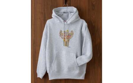 「旅する縄文」パーカー 十日町土器01 アッシュ ファッション メンズ レディース 裏起毛パーカー  XLサイズ