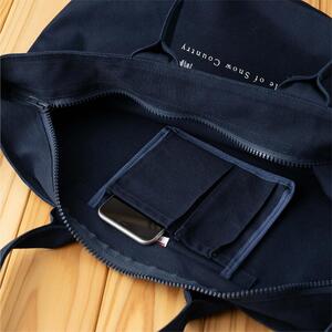 ［着る山菜］山菜図鑑トラベルトート ネイビー ファッション かばん トートバッグ 手提げ キャンバス ファスナー付き 大きめ 大容量 