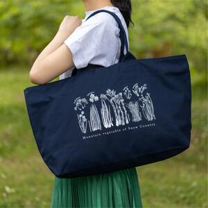 ［着る山菜］山菜図鑑トラベルトート ネイビー ファッション かばん トートバッグ 手提げ キャンバス ファスナー付き 大きめ 大容量 