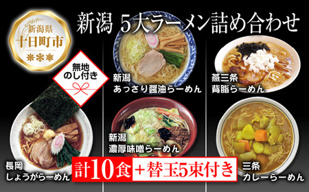 あっさり醤油 燕三条背脂 長岡しょうが 濃厚味噌 三条カレーらーめん 計10食 替え玉 乾麺 詰め合わせ 無地熨斗 しょうゆ みそ 備蓄 お取り寄せ ギフト のし 熨斗 松代そば善屋 新潟県 十日町市 麺類 コシ こだわり 