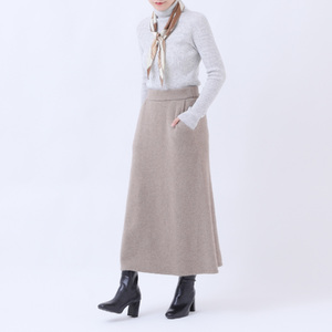 ルーエンローズ カシミヤ Ａラインスカート（ブラウン Lサイズ）　RU2311-05