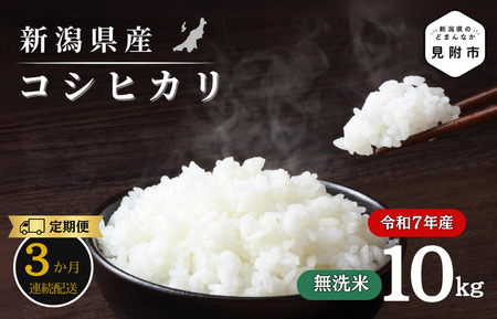 【3か月定期便】R7年産 新潟県産 コシヒカリ 10kg （無洗米） 新潟のど真ん中 見附市 こしひかり 米 お米 白米 国産 ごはん ご飯