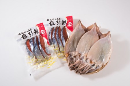 A4009 村上名産塩引鮭と一夜干しイカ