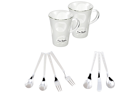 ピエール・カルダン 耐熱2重マグカップ200ml & カトラリーペアセット【B】