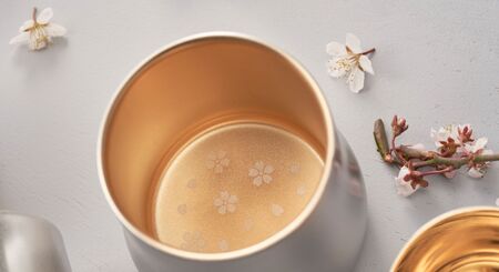 18-8ステンレス 二重構造ファッションタンブラー さくら ペア 内面24金メッキ