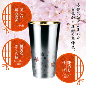 ME-7349 さくら街道 ステンレス二重タンブラー300ml (内金)