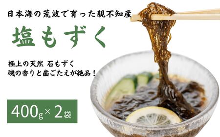 【令和7年産新物】親不知産 天然 塩もずく 400g×2袋 計800g【新潟県 糸魚川市 塩モズク 日本海 2025年産 磯の香りと歯ごたえが絶品! 石もずく 季節限定】