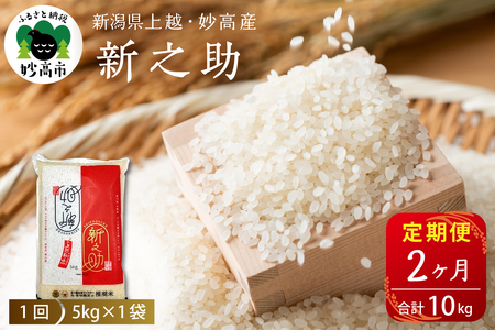 2026年3月中旬発送【定期便】令和7年産 新潟県上越・妙高産新之助5kg×2回（計10kg）連続 2ヶ月 2ヵ月 ブランド米 白米 精米 お米 コメ こめ ご飯 おにぎり 贈り物 ギフト