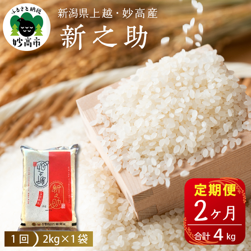 2026年5月下旬発送【定期便】令和7年産新潟県上越・妙高産新之助2kg×2回（計4kg） 25,900円
