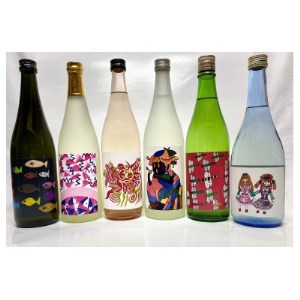 上越妙高地域の酒蔵とアールブリュット作家によるアートラベルコラボ酒6本セット【1355525】