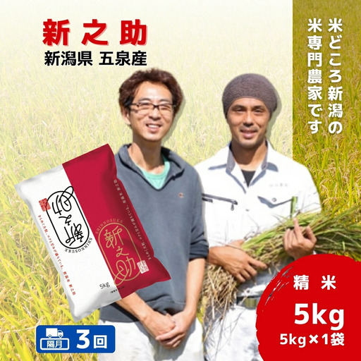 令和7年産米〈隔月3回定期便〉わくわく農場の新之助 5kg | 新潟県 新之助