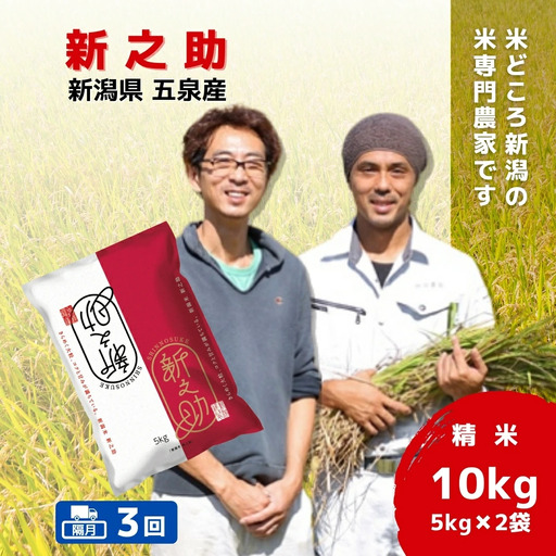 令和7年産米〈隔月3回定期便〉わくわく農場の新之助 10kg(5kg×2袋)