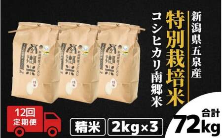 令和7年産米〈12回定期便〉特別栽培コシヒカリ 6kg（2kg×3袋）