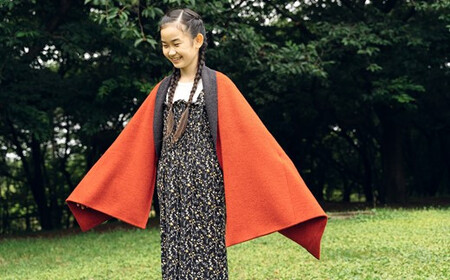 接結カラフルストール CLEMATIS 折り返しポケット レッド