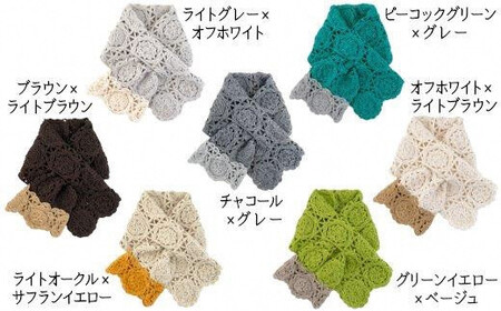 ショートマフラー 万華鏡デザイン ( ブラウン×ライトブラウン )