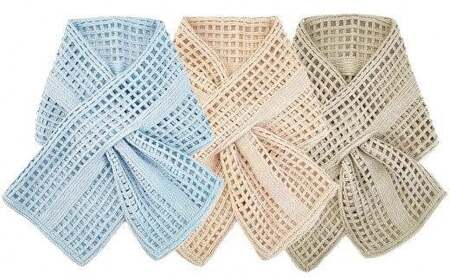 差し込み ショートマフラー ストライプ柄 ( ライトブルー )