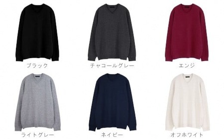 カシミヤVネックセーター ( ライトグレー・LL ) | メンズ ニット