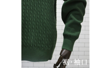スウェットプルオーバー ケーブル柄 ( グリーン L ) メンズ ニット