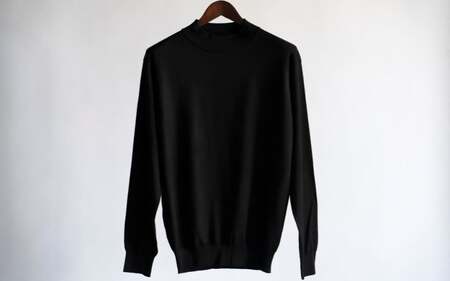 洗える シルクセーター モックネック ( ブラック L ) ニット メンズ