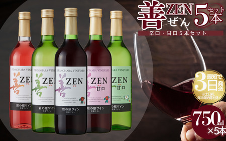 ワイン 岩の原ワイン 善 辛口・甘口5本セット（辛口赤・白・ロゼ、甘口赤・白 各1本 各720ml） 酒 上越 11,100円