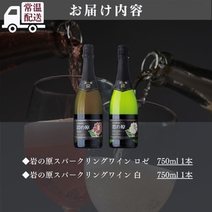 ワイン 岩の原スパークリングワイン 白 ロゼ 瓶内二次発酵 2本セット （白×1本、ロゼ×1本 各750ml） お酒 岩の原 酒 新潟 上越 最短3日で発送