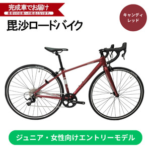 毘沙バイク TAMON ジュニア・女性におすすめ エントリーモデル アルミロードバイク BTA001 XXS 145-165cm 自転車 完成車 キャンディレッド