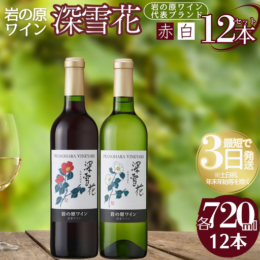 ワイン 岩の原ワイン 深雪花 赤白12本セット（赤×6本、白×6本 各720ml） アルコール 酒 ギフト 新潟 上越 最短3日で発送