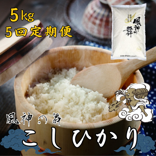 【令和7年産】【5回定期便】風を宿命として農に生きる「風神の舞」コシヒカリ 5kg 1W09071