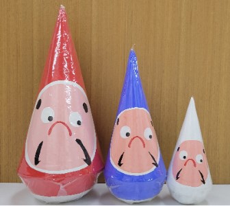 郷土伝統民芸品「三角だるま」赤青白3点セット（一号）手作り 置物