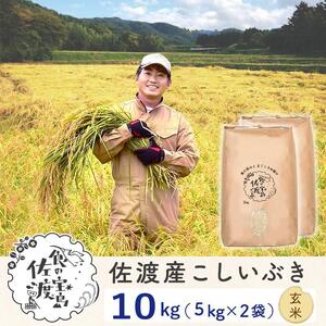 佐渡島産 こしいぶき 玄米10kg(5kg×2袋）【令和5年産】～農薬5割減～