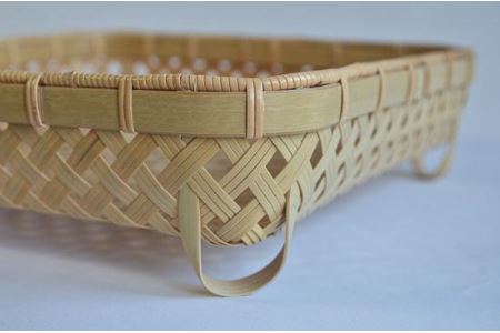 【佐渡竹工芸】正方形かご（四ツ目編み）